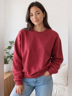 Summersalt The Softest French Terry Pullover Crew sweatshirt top sedona red 1S